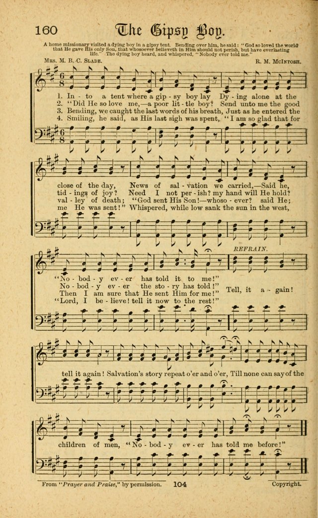 Songs of Salvation: as Used by Crossley and Hunter in Evangelistic Meetings: and adapted for the church, grove, school, choir and home page 104