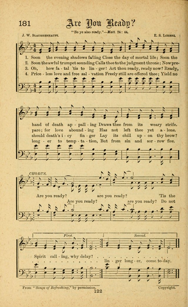 Songs of Salvation: as Used by Crossley and Hunter in Evangelistic Meetings: and adapted for the church, grove, school, choir and home page 122
