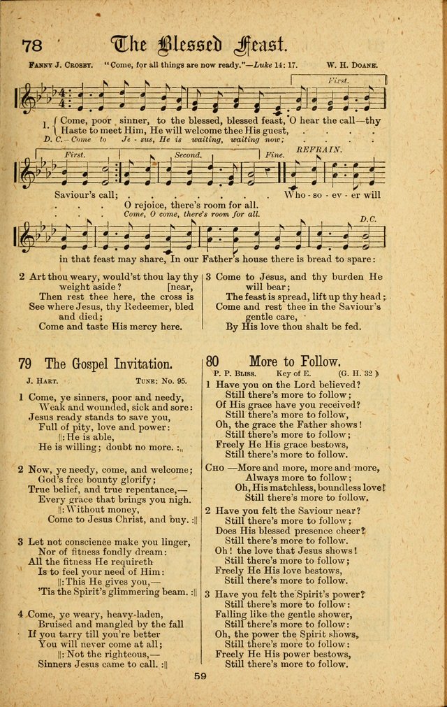 Songs of Salvation: as Used by Crossley and Hunter in Evangelistic Meetings: and adapted for the church, grove, school, choir and home page 59