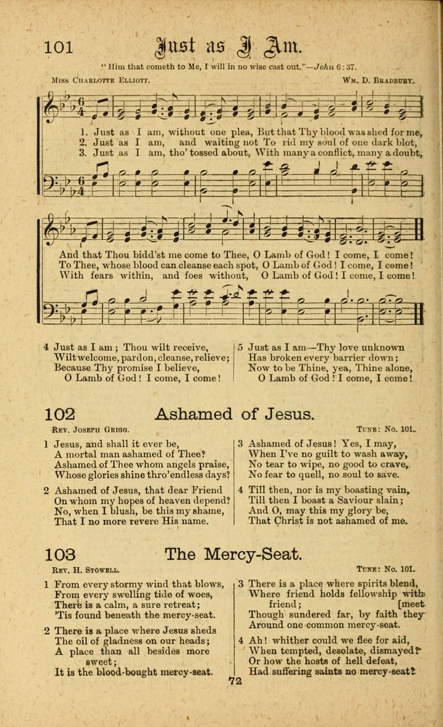 Songs of Salvation: as Used by Crossley and Hunter in Evangelistic Meetings: and adapted for the church, grove, school, choir and home page 72