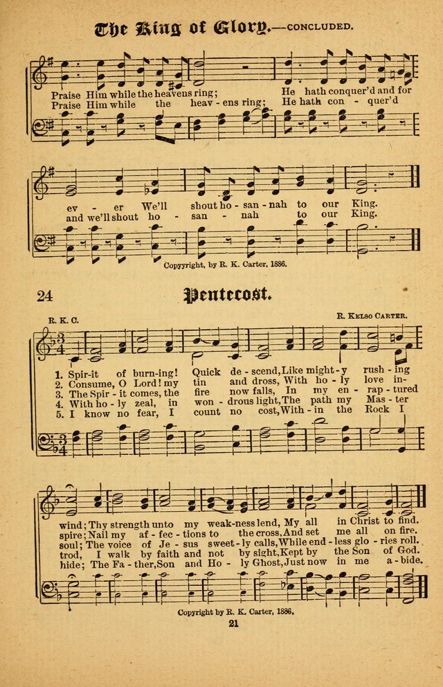 The Silver Trumpet: a collection of new and selected hymns; for use in public worship, revival services, prayer and social meetings, and Sunday schools page 21