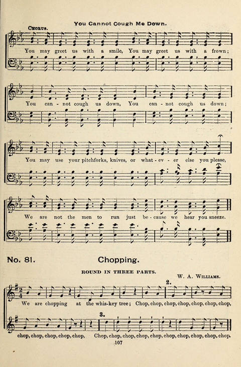 Silver Tones: a new temperance and prohibition song book, containing the most popular songs sung by The Silver Lake Quartette page 107