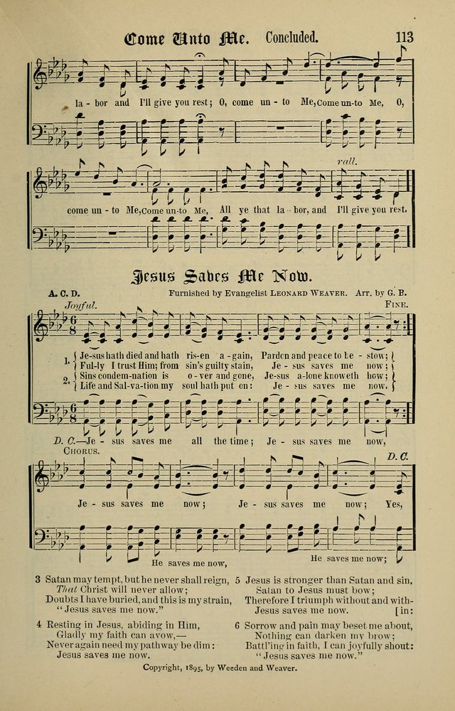 Songs of the Peacemaker: a collection of sacred songs and hymns for use in all services of the church, Sunday-school, home circle, and all kinds of evangelistic work page 113