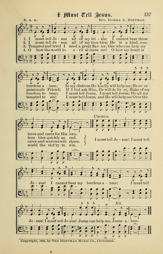 Songs of the Peacemaker: a collection of sacred songs and hymns for use in all services of the church, Sunday-school, home circle, and all kinds of evangelistic work page 137