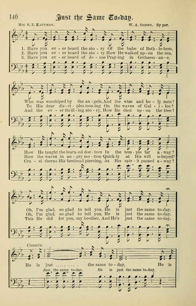 Songs of the Peacemaker: a collection of sacred songs and hymns for use in all services of the church, Sunday-school, home circle, and all kinds of evangelistic work page 140