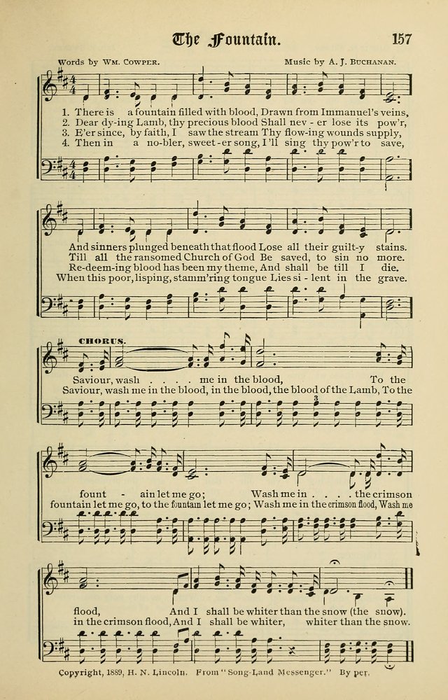 Songs of the Peacemaker: a collection of sacred songs and hymns for use in all services of the church, Sunday-school, home circle, and all kinds of evangelistic work page 157