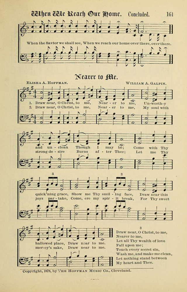 Songs of the Peacemaker: a collection of sacred songs and hymns for use in all services of the church, Sunday-school, home circle, and all kinds of evangelistic work page 161