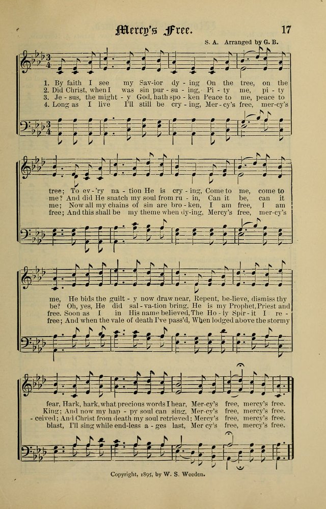 Songs of the Peacemaker: a collection of sacred songs and hymns for use in all services of the church, Sunday-school, home circle, and all kinds of evangelistic work page 17
