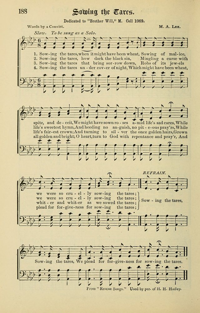 Songs of the Peacemaker: a collection of sacred songs and hymns for use in all services of the church, Sunday-school, home circle, and all kinds of evangelistic work page 188