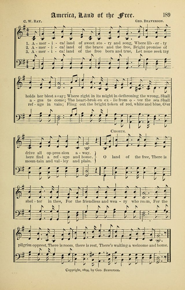 Songs of the Peacemaker: a collection of sacred songs and hymns for use in all services of the church, Sunday-school, home circle, and all kinds of evangelistic work page 189