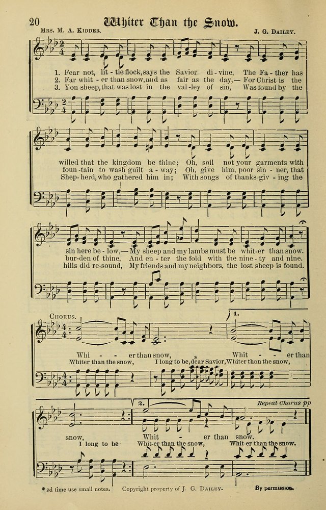 Songs of the Peacemaker: a collection of sacred songs and hymns for use in all services of the church, Sunday-school, home circle, and all kinds of evangelistic work page 20