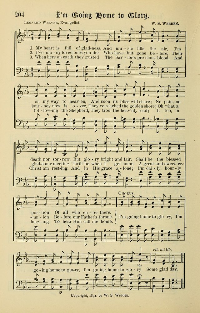 Songs of the Peacemaker: a collection of sacred songs and hymns for use in all services of the church, Sunday-school, home circle, and all kinds of evangelistic work page 204