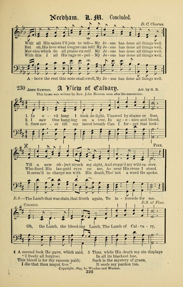 Songs of the Peacemaker: a collection of sacred songs and hymns for use in all services of the church, Sunday-school, home circle, and all kinds of evangelistic work page 225