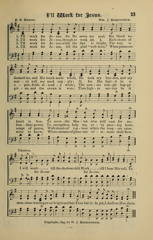 Songs of the Peacemaker: a collection of sacred songs and hymns for use in all services of the church, Sunday-school, home circle, and all kinds of evangelistic work page 23