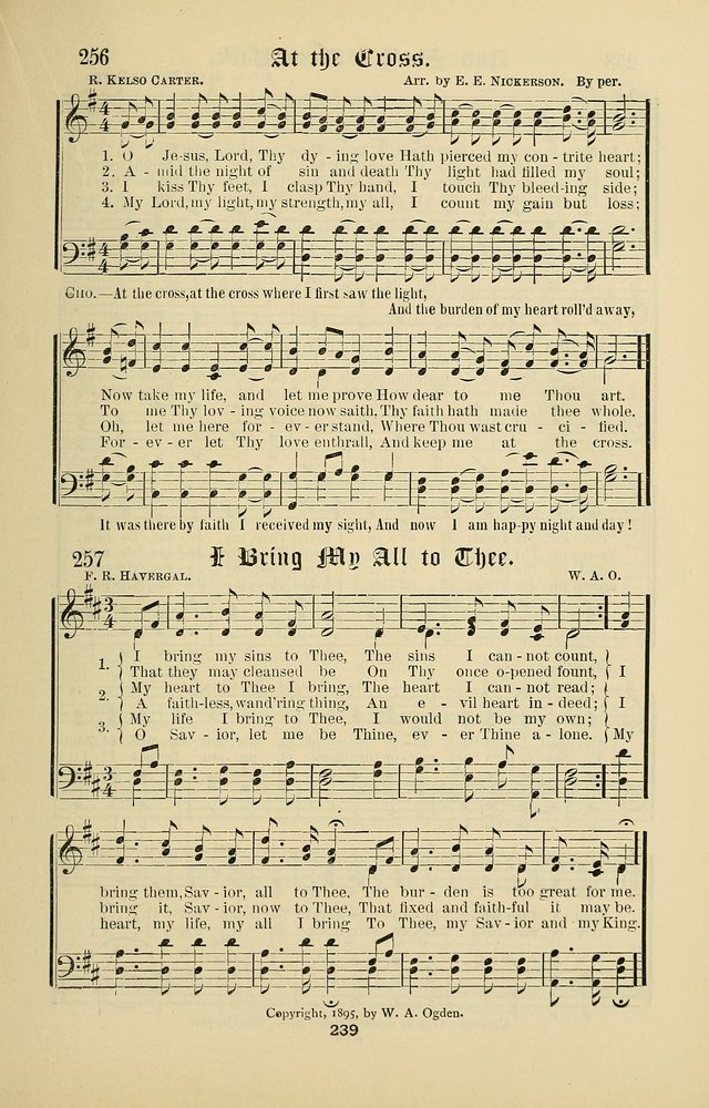Songs of the Peacemaker: a collection of sacred songs and hymns for use in all services of the church, Sunday-school, home circle, and all kinds of evangelistic work page 239
