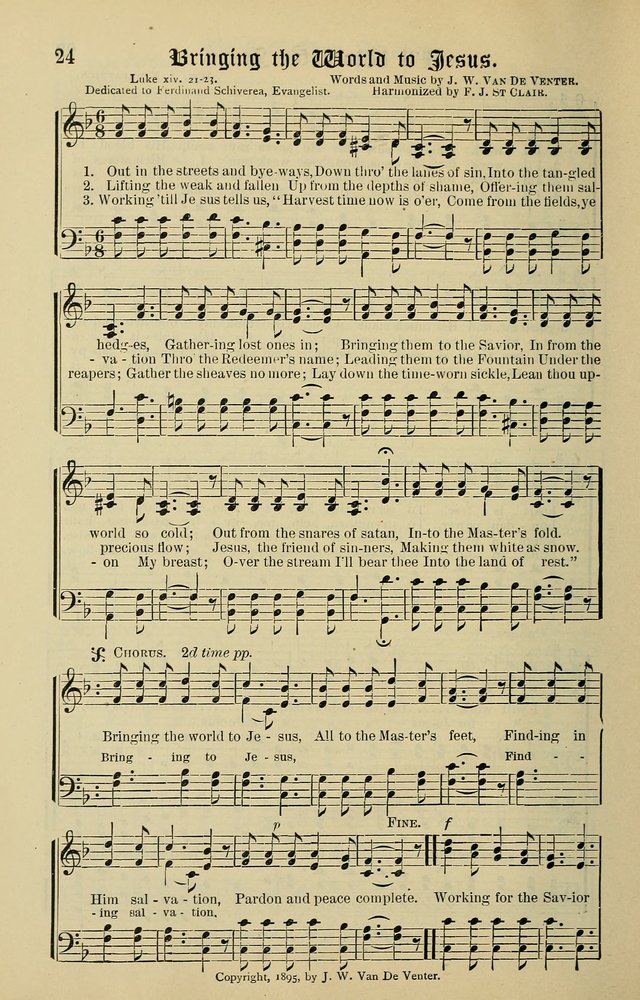 Songs of the Peacemaker: a collection of sacred songs and hymns for use in all services of the church, Sunday-school, home circle, and all kinds of evangelistic work page 24