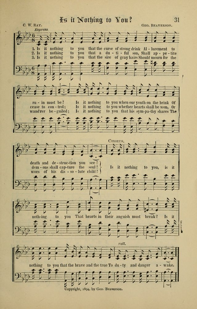 Songs of the Peacemaker: a collection of sacred songs and hymns for use in all services of the church, Sunday-school, home circle, and all kinds of evangelistic work page 31