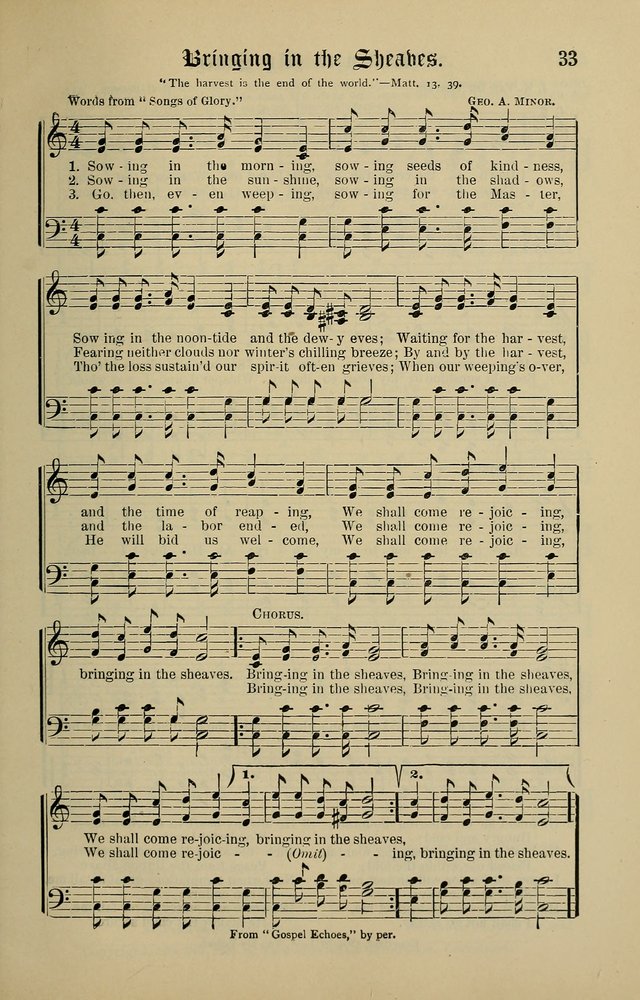Songs of the Peacemaker: a collection of sacred songs and hymns for use in all services of the church, Sunday-school, home circle, and all kinds of evangelistic work page 33