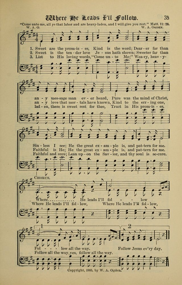 Songs of the Peacemaker: a collection of sacred songs and hymns for use in all services of the church, Sunday-school, home circle, and all kinds of evangelistic work page 39