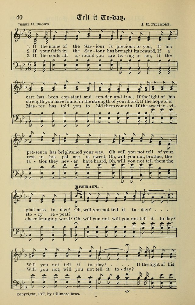 Songs of the Peacemaker: a collection of sacred songs and hymns for use in all services of the church, Sunday-school, home circle, and all kinds of evangelistic work page 40