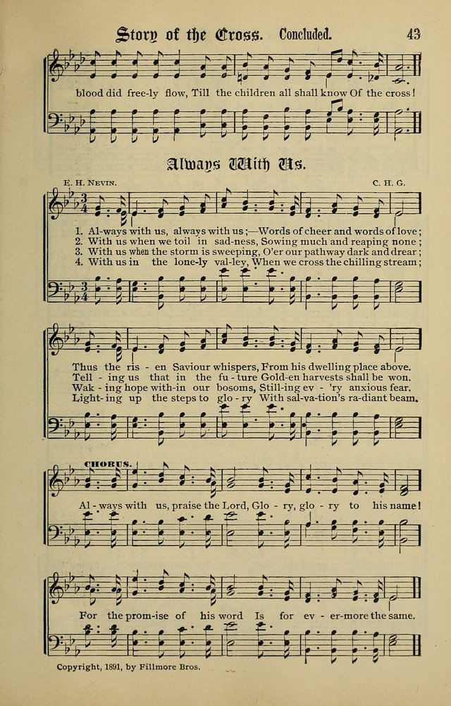 Songs of the Peacemaker: a collection of sacred songs and hymns for use in all services of the church, Sunday-school, home circle, and all kinds of evangelistic work page 43