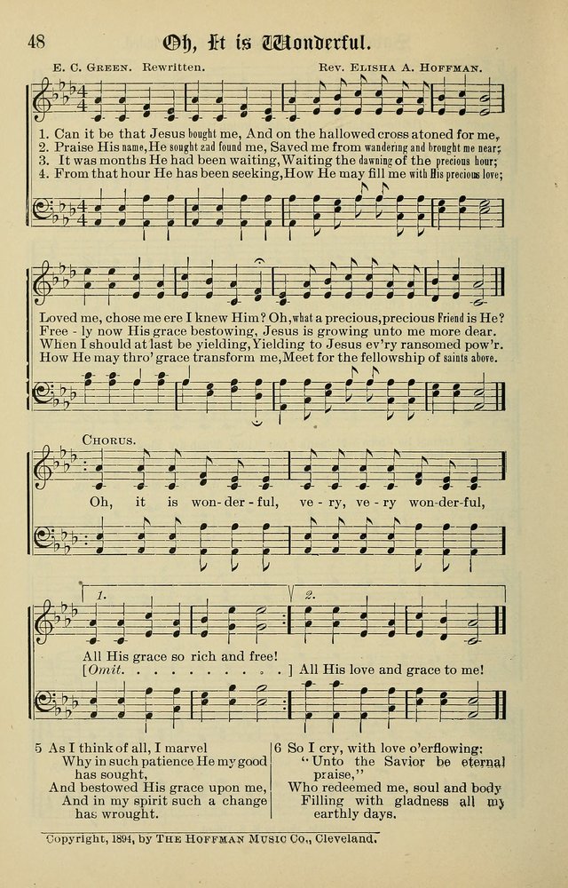 Songs of the Peacemaker: a collection of sacred songs and hymns for use in all services of the church, Sunday-school, home circle, and all kinds of evangelistic work page 48