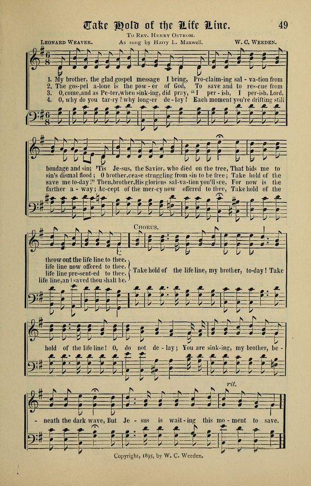 Songs of the Peacemaker: a collection of sacred songs and hymns for use in all services of the church, Sunday-school, home circle, and all kinds of evangelistic work page 49