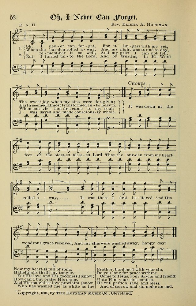 Songs of the Peacemaker: a collection of sacred songs and hymns for use in all services of the church, Sunday-school, home circle, and all kinds of evangelistic work page 52