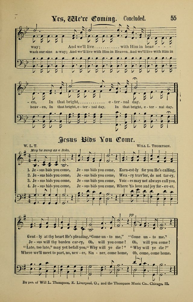 Songs of the Peacemaker: a collection of sacred songs and hymns for use in all services of the church, Sunday-school, home circle, and all kinds of evangelistic work page 55