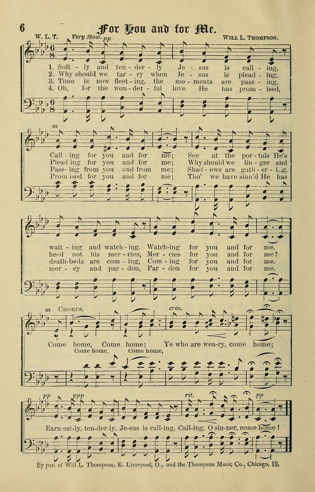 Songs of the Peacemaker: a collection of sacred songs and hymns for use in all services of the church, Sunday-school, home circle, and all kinds of evangelistic work page 6