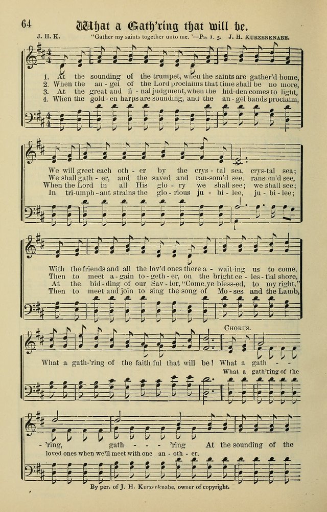 Songs of the Peacemaker: a collection of sacred songs and hymns for use in all services of the church, Sunday-school, home circle, and all kinds of evangelistic work page 64