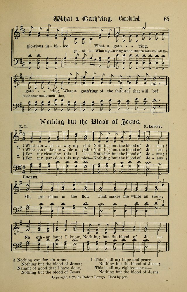 Songs of the Peacemaker: a collection of sacred songs and hymns for use in all services of the church, Sunday-school, home circle, and all kinds of evangelistic work page 65