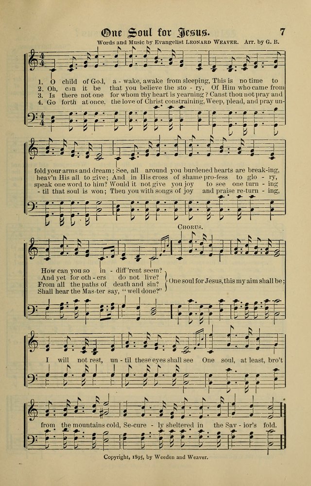 Songs of the Peacemaker: a collection of sacred songs and hymns for use in all services of the church, Sunday-school, home circle, and all kinds of evangelistic work page 7