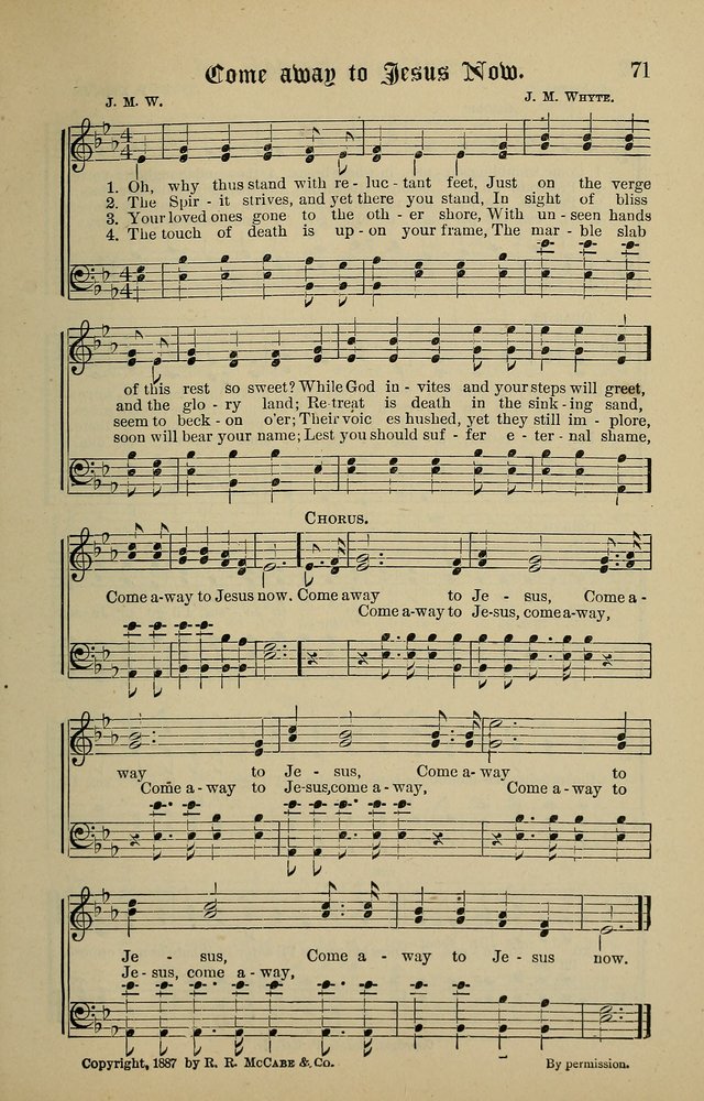 Songs of the Peacemaker: a collection of sacred songs and hymns for use in all services of the church, Sunday-school, home circle, and all kinds of evangelistic work page 71