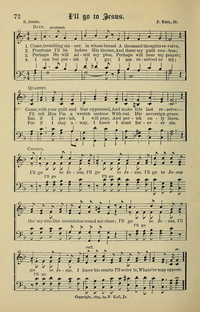Songs of the Peacemaker: a collection of sacred songs and hymns for use in all services of the church, Sunday-school, home circle, and all kinds of evangelistic work page 72