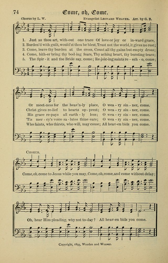 Songs of the Peacemaker: a collection of sacred songs and hymns for use in all services of the church, Sunday-school, home circle, and all kinds of evangelistic work page 74