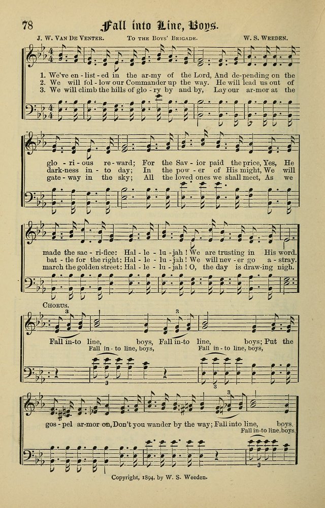Songs of the Peacemaker: a collection of sacred songs and hymns for use in all services of the church, Sunday-school, home circle, and all kinds of evangelistic work page 78