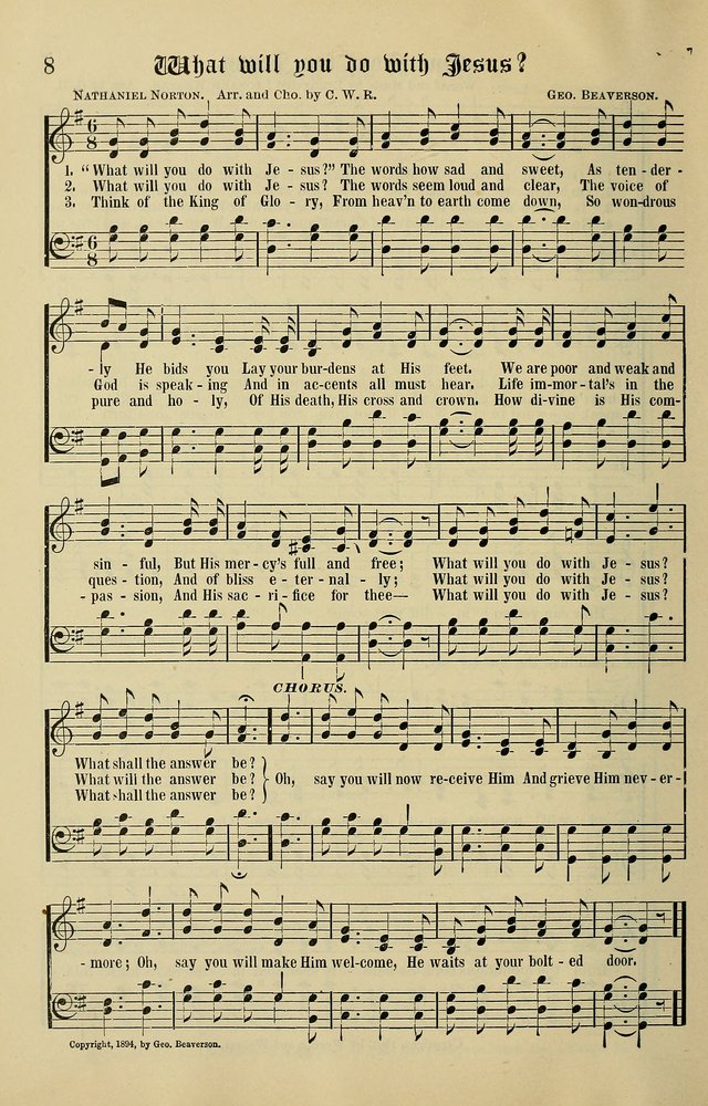 Songs of the Peacemaker: a collection of sacred songs and hymns for use in all services of the church, Sunday-school, home circle, and all kinds of evangelistic work page 8