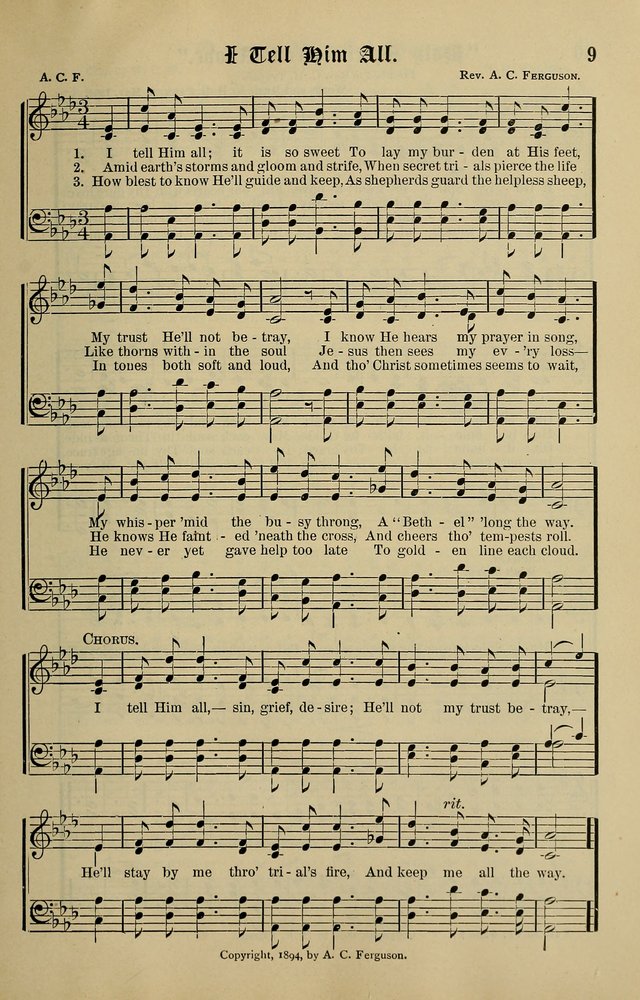 Songs of the Peacemaker: a collection of sacred songs and hymns for use in all services of the church, Sunday-school, home circle, and all kinds of evangelistic work page 9