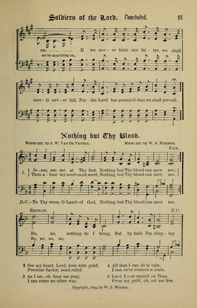Songs of the Peacemaker: a collection of sacred songs and hymns for use in all services of the church, Sunday-school, home circle, and all kinds of evangelistic work page 91
