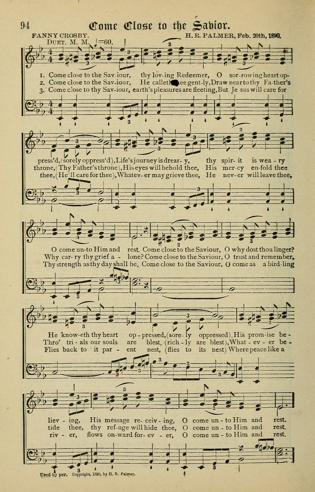 Songs of the Peacemaker: a collection of sacred songs and hymns for use in all services of the church, Sunday-school, home circle, and all kinds of evangelistic work page 94