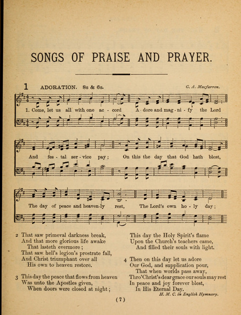 Songs of Praise and Prayer: for the Sunday-school and social meeting page 7
