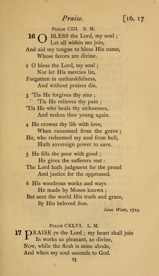 The Sacrifice of Praise. psalms, hymns, and spiritual songs designed for public worship and private devotion, with notes on the origin of hymns. page 15