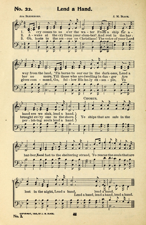 Songs of the Soul No. 2: for use in Sunday evening congregations, revivals, camp-meetings, social services and young peoples meetings page 22