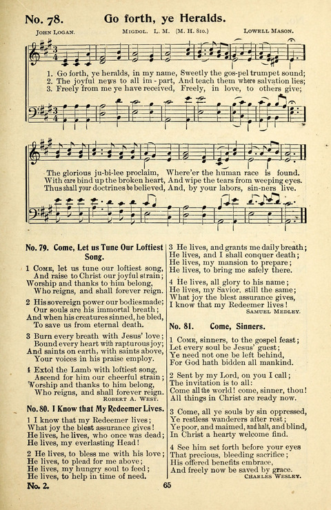 Songs of the Soul No. 2: for use in Sunday evening congregations, revivals, camp-meetings, social services and young peoples meetings page 65