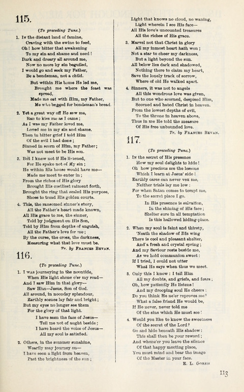 Songs of Victory: for evangelistic meetings, conferences, the home circle, and Christian worship. Along with a selection of choruses page 113