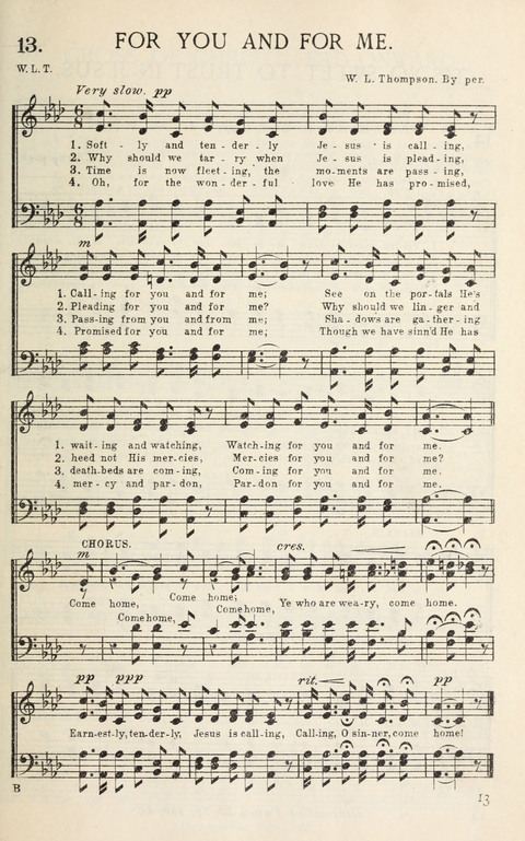 Songs of Victory: for evangelistic meetings, conferences, the home circle, and Christian worship. Along with a selection of choruses page 13