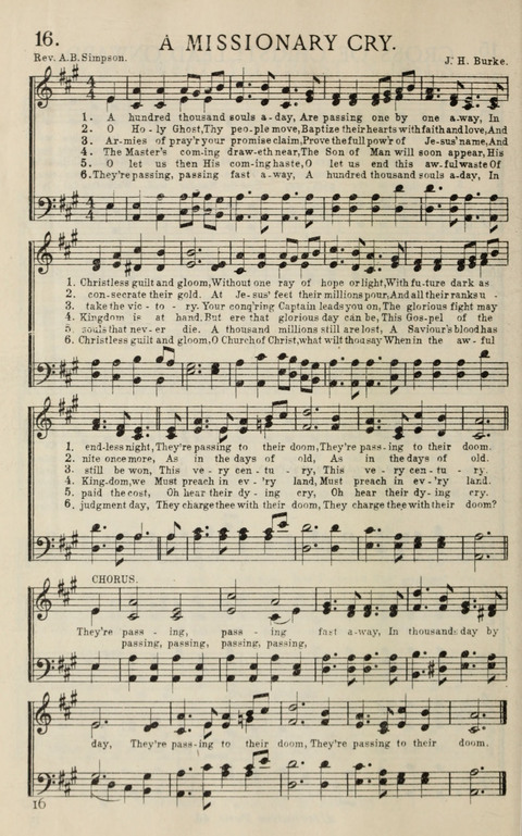 Songs of Victory: for evangelistic meetings, conferences, the home circle, and Christian worship. Along with a selection of choruses page 16