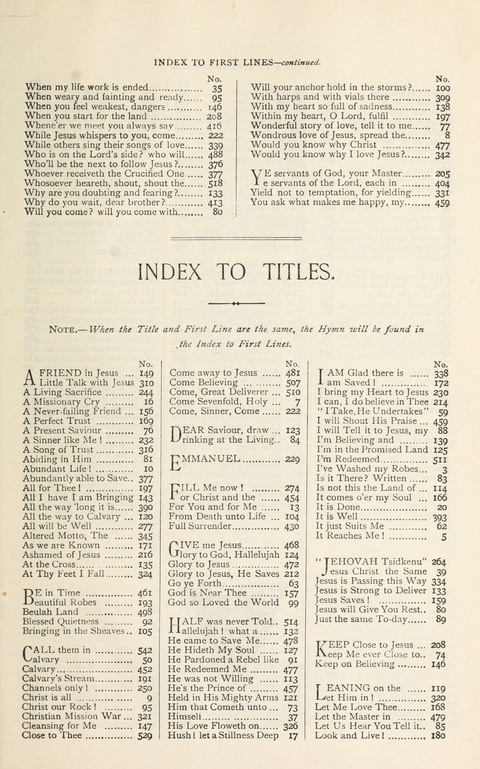 Songs of Victory: for evangelistic meetings, conferences, the home circle, and Christian worship. Along with a selection of choruses page 497