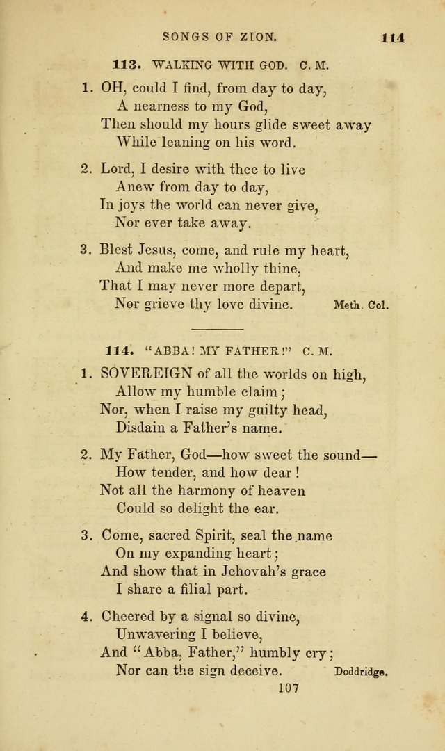 Songs of Zion: a manual of the best and most popular hymns and tunes, for social and private devotion page 114